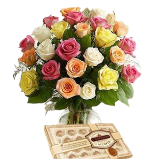 25 colorful roses with chokolates | Flower Delivery Saratov