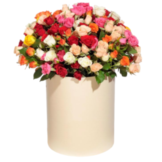 Mixed roses in a hatbox | Flower Delivery Saratov