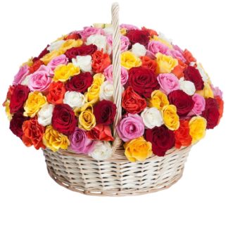 51 colorful roses in the basket | Flower Delivery Saratov